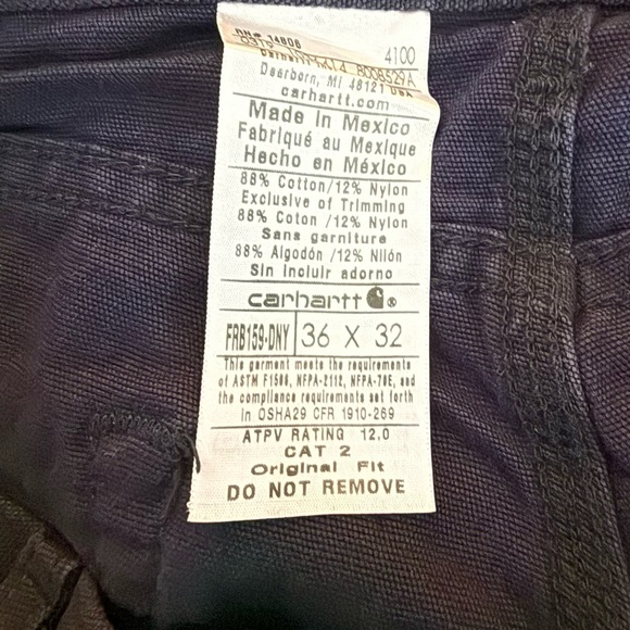 Carhartt Flame Resistant Midweight Canvas Jean Pants 36 x 32 NEW - Picture 6 of 6